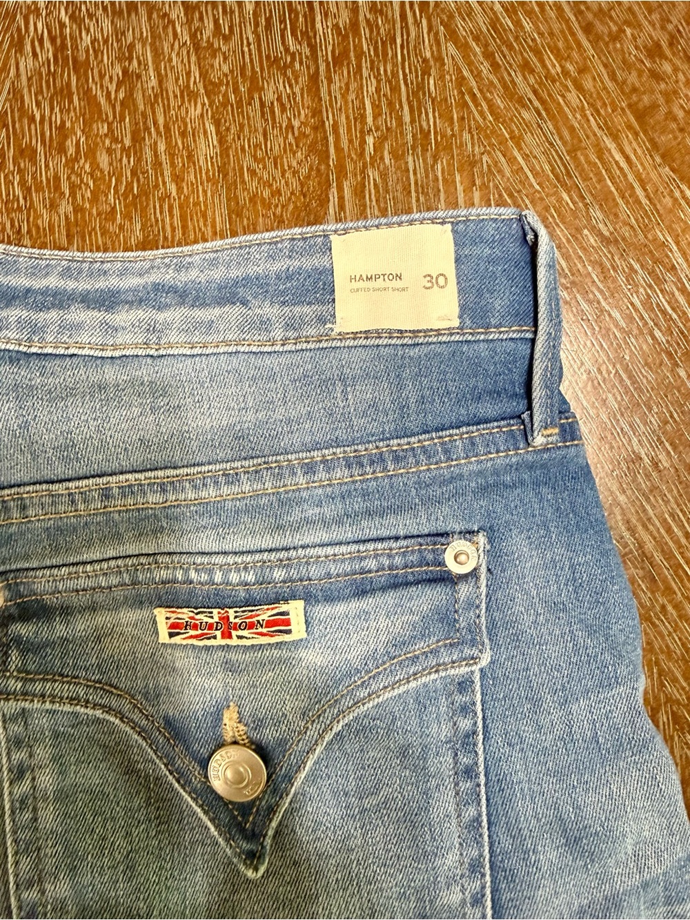 Hudson Jeans Light Blue Rolled Cuff Denim Shorts - Picture 3 of 5